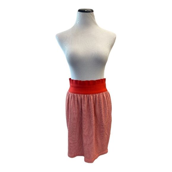 Vintage Liz Claiborne Orange Striped Cotton Cropped Blazer & Skirt Set 80s - Picture 4 of 11